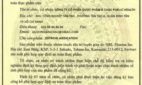 Cảnh báo sử dụng giấy tờ giả mạo quảng cáo bán sản phẩm THYROID MEDICATION