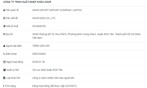 Công ty TNHH XNK KAVR bị xử phạt