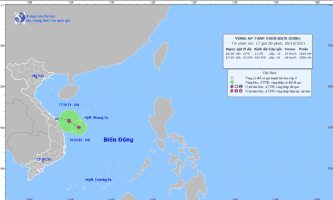 Vùng áp thấp trên Biển Đông khả năng mạnh lên