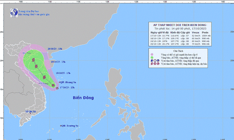 Áp thấp nhiệt đới khả năng mạnh thành bão, cách quần đảo Hoàng Sa khoảng 160km