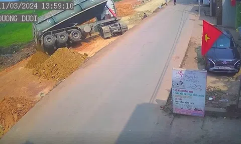 Clip: Lật xe ben khi đang đổ đất, tài xế thiệt mạng