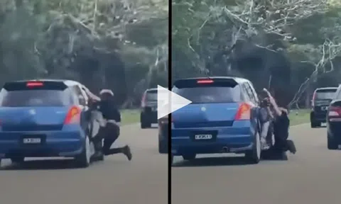 Chồng cũ liều mạng "đu" nắp capo ô tô vợ suốt 2km, đập phá cửa kính lấy tài sản