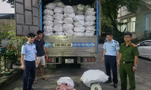 Kịp thời ngăn chặn, bắt giữ hơn 12 tấn thực phẩm chân lợn đông lạnh không rõ nguồn gốc, xuất xứ ở Quảng Ninh