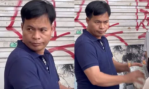 Hình ảnh người bán bò bía gây bão mạng: Vừa làm vừa “liếc như công an nằm vùng”