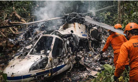 Cận cảnh hiện trường trực thăng gặp nạn sau 5 phút cất cánh: Lực lượng cứu hộ bàng hoàng khi tiếp cận