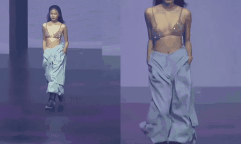 Tuột dây áo giữa runway và màn ứng biến “đỉnh cao” của người mẫu trẻ