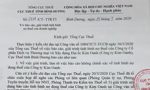 Vụ Công ty Kim Oanh nợ thuế: Cục Thuế Bình Dương nhận trách nhiệm vì xác nhận sai thông tin