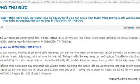 TP.HCM: Sở Xây dựng khuyến cáo thận trọng khi mua nhà thuộc dự án chung cư Thảo Điền