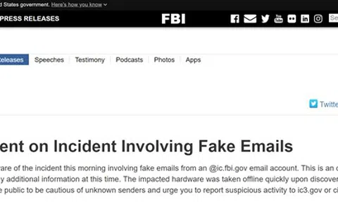 Hệ thống email của FBI nghi bị tin tặc xâm nhập, gửi tin nhắn cảnh báo đến người dân