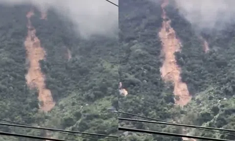 Núi Bà Đen bị sạt lở, đất đá đổ dồn tử đỉnh xuống chân núi