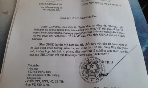Chủ tịch UBND tỉnh Quảng Ngãi chỉ đạo kiểm tra sau phản ánh của Người Đưa Tin