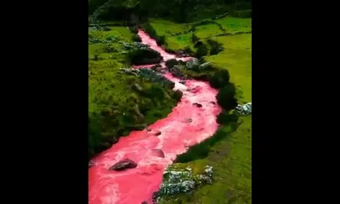 Ngỡ ngàng trước con sông có màu nước hồng rực bí hiểm ở Peru