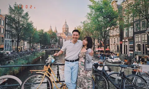 Mạnh Trường khoe ảnh "tình bể bình" bên vợ ở trời Tây