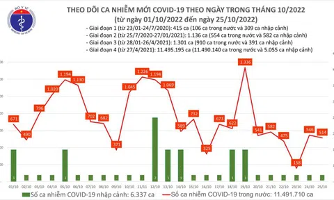 Ngày 25/10: Ca mắc Covid-19 mới vượt mốc 500