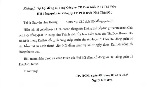 Chủ tịch HĐQT Thuduc House nộp đơn xin từ nhiệm sau 1 năm ngồi “ghế nóng”