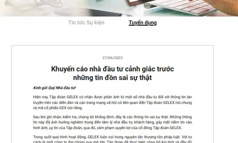 Giao dịch cổ phiếu tăng đột biến, Gelex khuyến cáo nhà đầu tư cảnh giác trước tin đồn