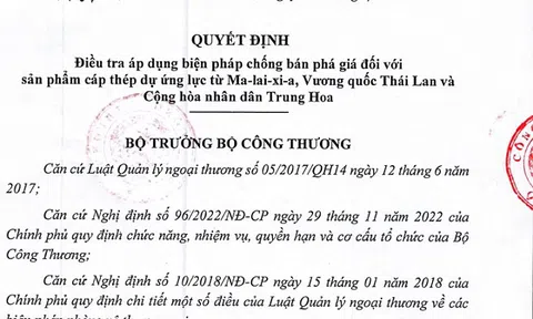 Bộ Công Thương quyết định điều tra chống bán phá giá cáp thép dự ứng lực