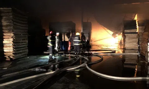 Cháy lớn tại xưởng sản xuất gỗ dán đang bị đình chỉ hoạt động do chưa đủ điều kiện về PCCC