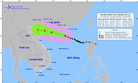 Bão số 1 tăng tốc mạnh hơn, gió mạnh giật cấp 15, hướng về Quảng Ninh-Hải Phòng