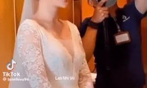 Xôn xao hình ảnh Phương Oanh rạng rỡ diện váy cưới