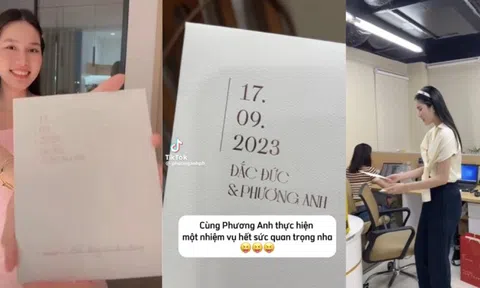 Á hậu Phương Anh khoe thiệp cưới, xác nhận ngày lên xe hoa