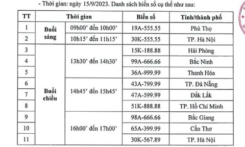 Chính thức đấu giá lại 11 biển số xe siêu đẹp