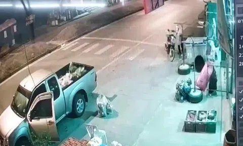 Clip: Ngủ gật, tài xế tông bay xe bán tải đậu bên đường
