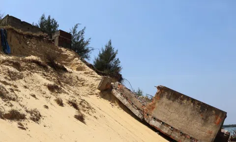 Sạt lở nghiêm trọng bờ biển ở Quảng Nam, hàng chục căn nhà tạm bị "nuốt chửng"