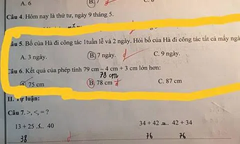 Bài toán lớp 1 khiến ông bố hoang mang phải lên mạng hỏi: `Cô chấm đúng hay sai?`