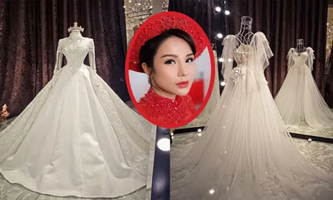Cận cảnh váy cưới trị giá 200 triệu đồng của Diệp Lâm Anh