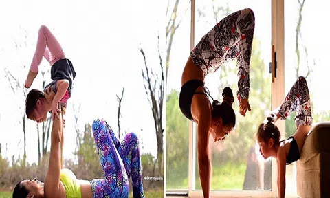 Ngắm bộ ảnh mẹ và con tập Yoga cực ăn ý và dễ thương
