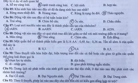 Đề môn Sinh học trong kì thi THPT quốc gia - Mã đề 201