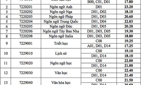 Điểm chuẩn trường Đại học Khoa học xã hội và Nhân văn TP.HCM cao nhất 24,9 điểm