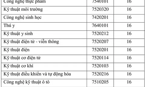 Điểm chuẩn Đại học Công nghệ TP HCM 16-20