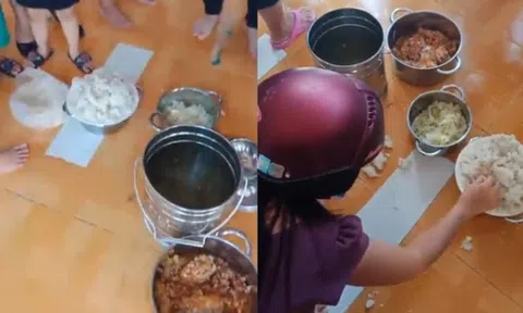 Phụ huynh mầm non hốt hoảng khi thấy cơm con ăn tại trường vón cục, mốc xanh