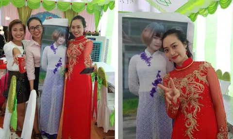 Ở xa không thể về ăn cưới, cô nàng được hội bạn thân in ảnh cỡ lớn đến đám cưới bạn