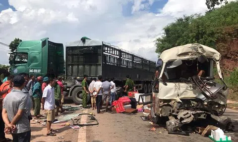 Xe khách đối đầu xe tải, ít nhất 12 người bị thương 