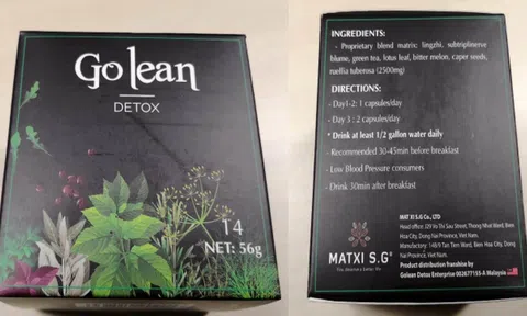 Sản phẩm giảm cân Go lean Detox chứa chất cấm gây ảo giác, khó thở?