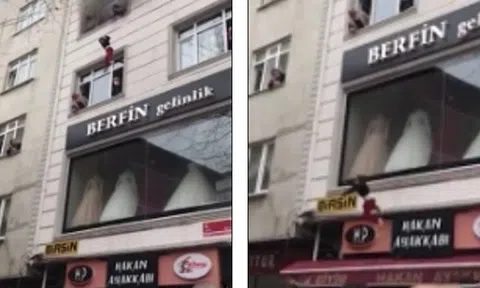 Cháy nhà, mẹ thả 4 con từ tầng 3 xuống đất khiến nhiều người "hú vía"