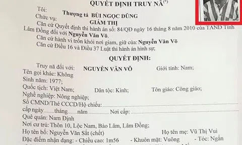 Truy nã toàn quốc phạm nhân thụ án giết người bỏ trốn khỏi trại giam