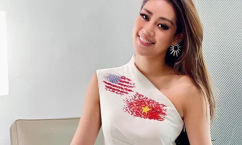 Khánh Vân diện váy in quốc kỳ Việt - Mỹ dự thi Miss Universe