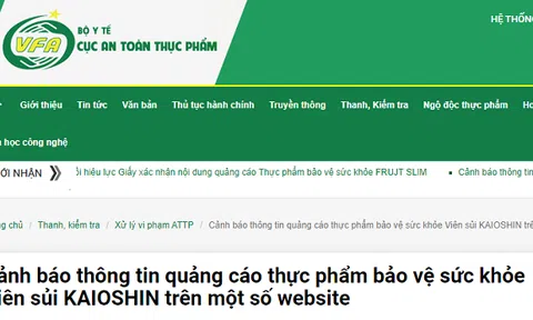 Cảnh báo thông tin quảng cáo thực phẩm bảo vệ sức khỏe Viên sủi KAIOSHIN trên một số website