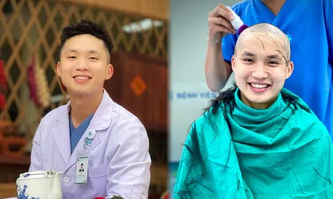 Nam bác sĩ trẻ cạo trọc đầu, nở nụ cười rạng rỡ trước khi lên đường chi viện tâm dịch Bắc Giang