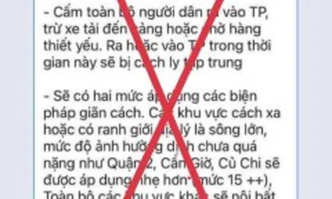 Bác thông tin “Phong tỏa TP.HCM trong 10-15 ngày”