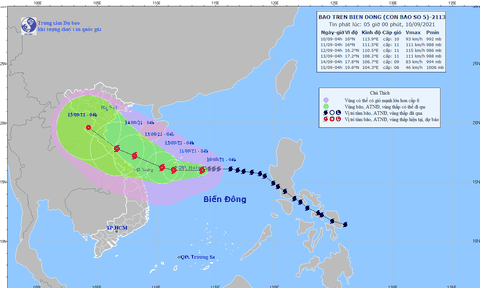 Bão số 5 chỉ cách quần đảo Hoàng Sa 220km