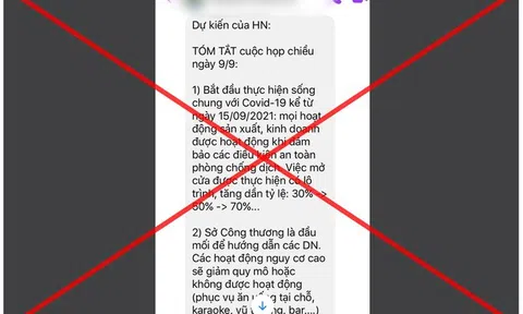 Bác bỏ thông tin ‘Hà Nội sống chung với Covid-19 từ 15/9’