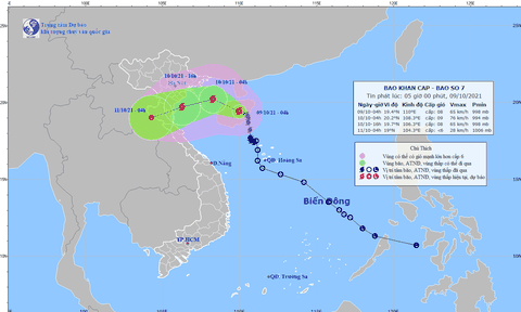 Bão số 7 tiếp tục mạnh lên, sức gió giật cấp 10