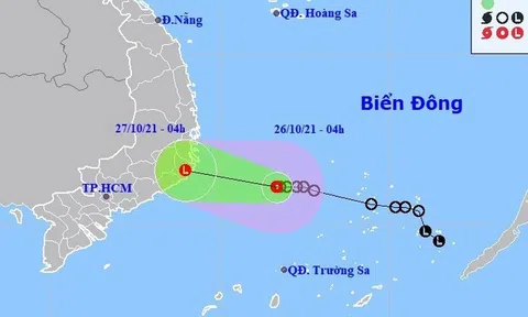 Áp thấp nhiệt đới hướng vào đất liền, gió giật cấp 9