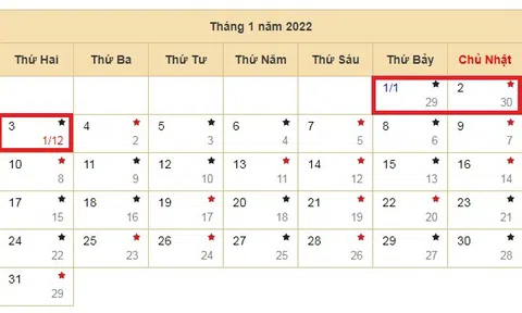 Tết Dương lịch năm 2022 người lao động được nghỉ 3 ngày liên tiếp