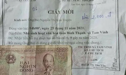 Một hộ dân ở Quảng Nam được nhận 2.000 đồng hỗ trợ thiệt hại do bão